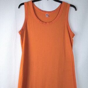 It's Orange Ribbed Sleeveless Scoop Neck Midi Tank Dress with Side Slit Size 2X